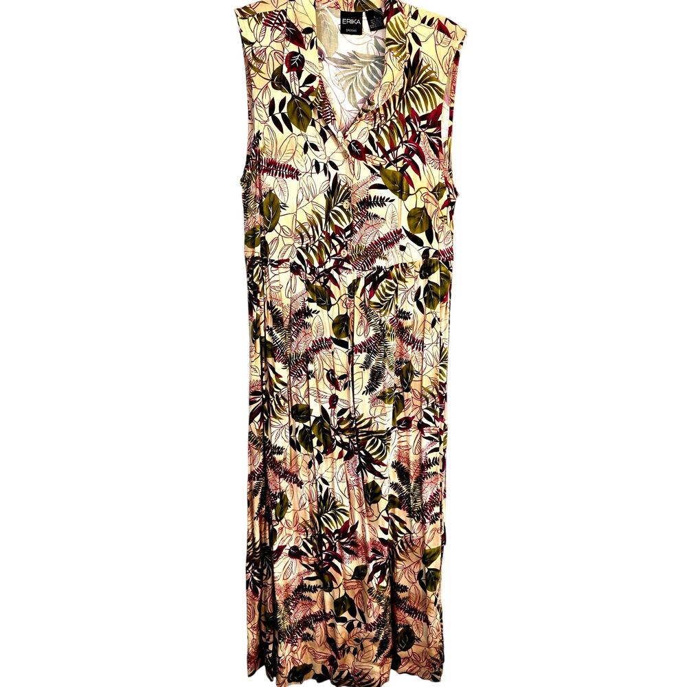 Erika Women's Dress Large L Brown Sleeveless Long  Sun Misses Size 12 14